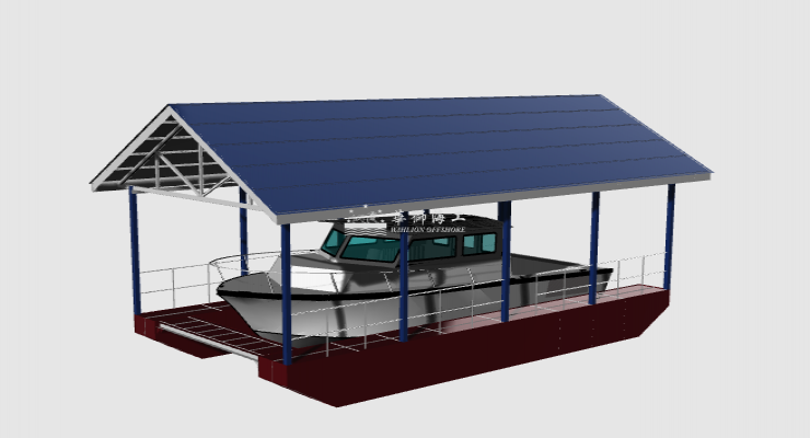 老挝遮蔽式游艇船屋码头