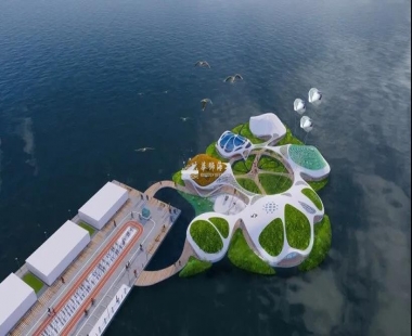 大型漂浮建筑丨带有自然生态小区的浮动园区